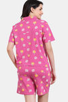 Zivame Sunset Disco Knit Cotton Shorts Set - Fuchsia Purple — thumbnail 4